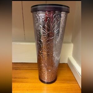 Starbucks Lavender Lilac Purple Floral Embossed Metallic Foil Tumbler Venti24 oz